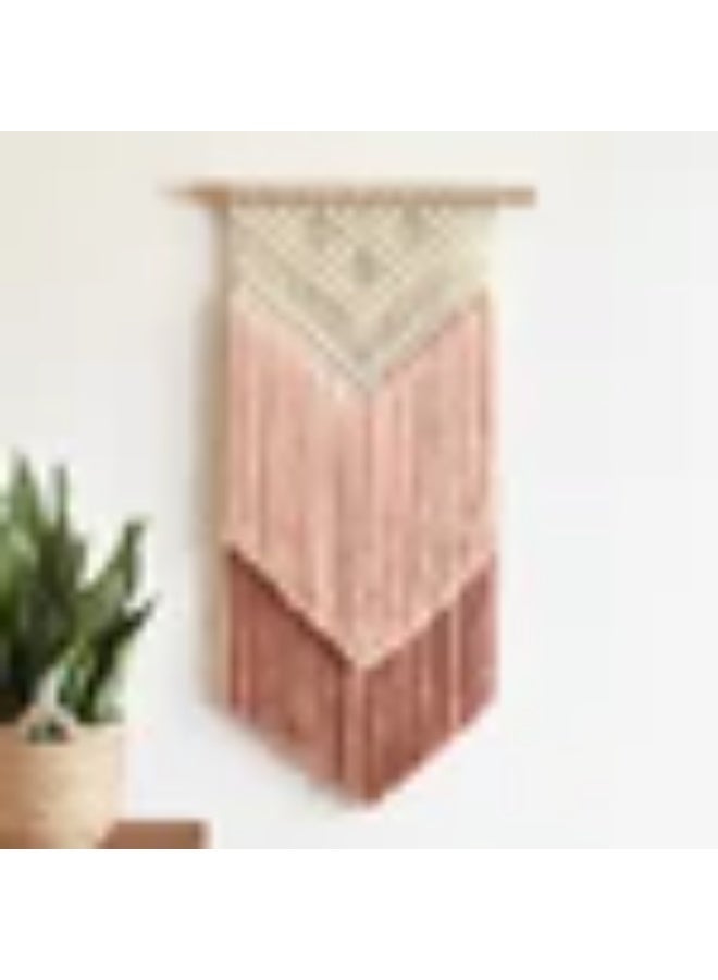 HMK CRAFTS معلقة حائط مكرمية يدوية بتدرجات لونية من الأوف وايت إلى الكشمير  - ديكور بوهيمي مودرن منسوج بخيوط القطن الطبيعي - Image 4