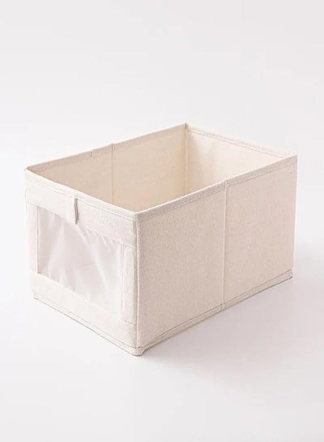 ENNCOZY Cotton Linen Clothes Pants Storage Box Foldable Wardrobe Clothing Sorting Box for Collection Toy Sundries Cloth Storage Basket Multipurpose Box for home bedroom travel (1 pcs - Image 1