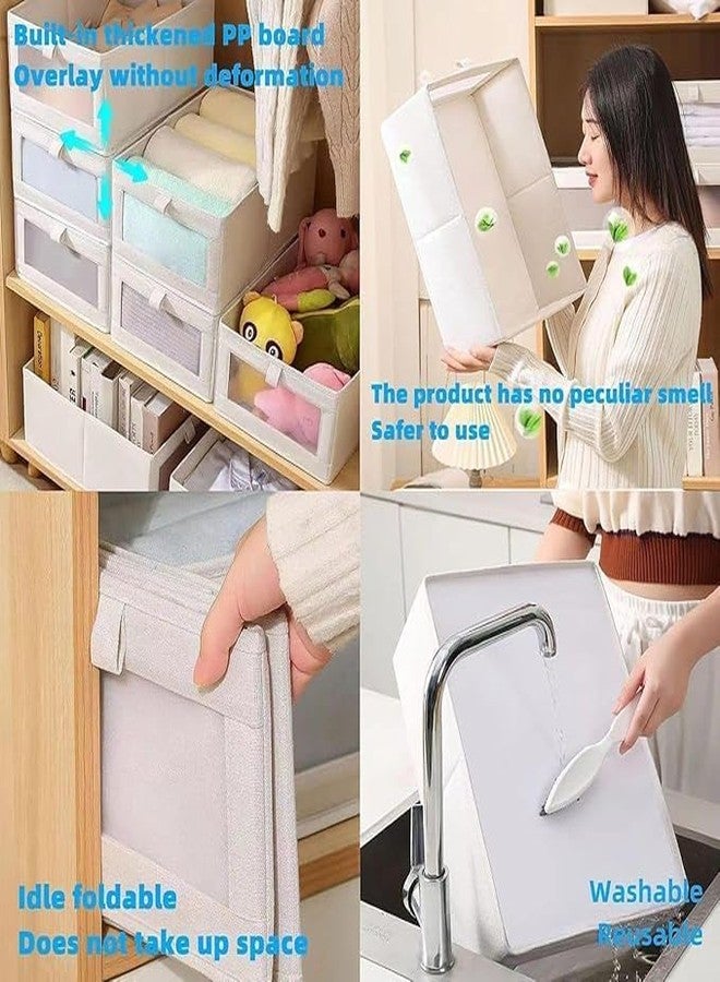 ENNCOZY Cotton Linen Clothes Pants Storage Box Foldable Wardrobe Clothing Sorting Box for Collection Toy Sundries Cloth Storage Basket Multipurpose Box for home bedroom travel (1 pcs - Image 4