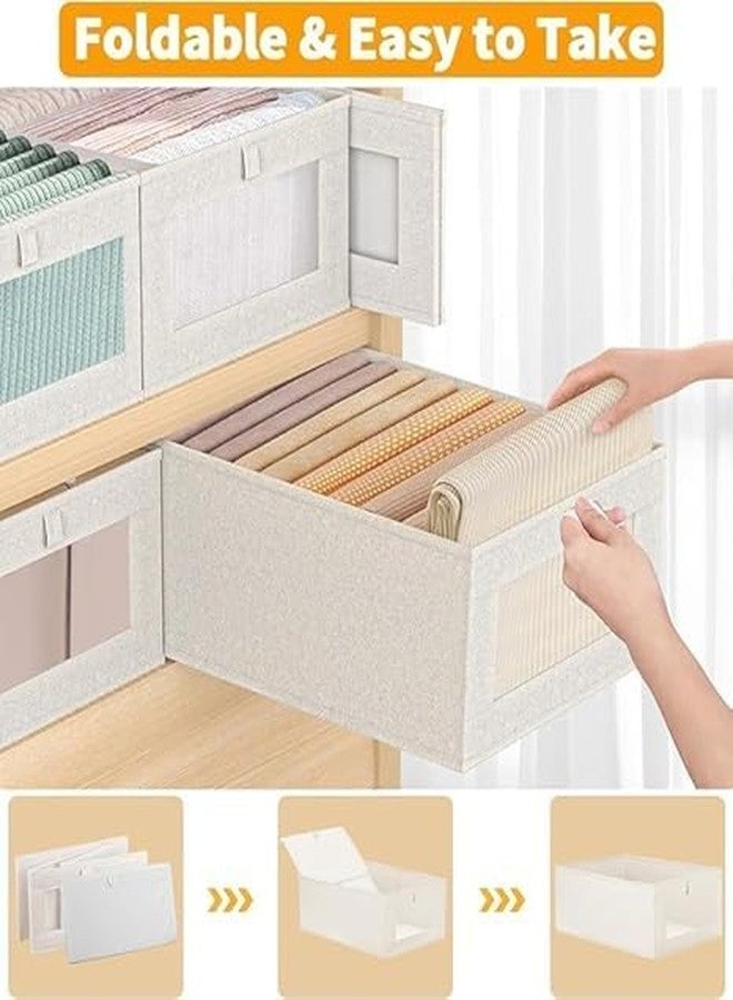 ENNCOZY Cotton Linen Clothes Pants Storage Box Foldable Wardrobe Clothing Sorting Box for Collection Toy Sundries Cloth Storage Basket Multipurpose Box for home bedroom travel (1 pcs - Image 5
