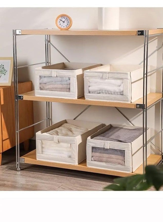 ENNCOZY Cotton Linen Clothes Pants Storage Box Foldable Wardrobe Clothing Sorting Box for Collection Toy Sundries Cloth Storage Basket Multipurpose Box for home bedroom travel (1 pcs - Image 3
