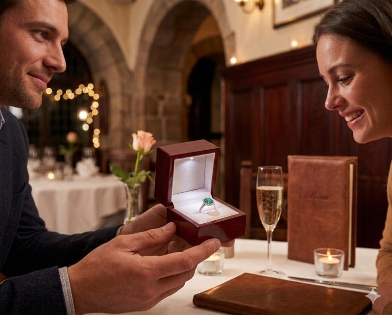 LED Black Ring Box for Proposal, Wedding, Engagement – Luxury Arc Shaped Top Design Ring Gift Box with Light for Men & Women - Image 2