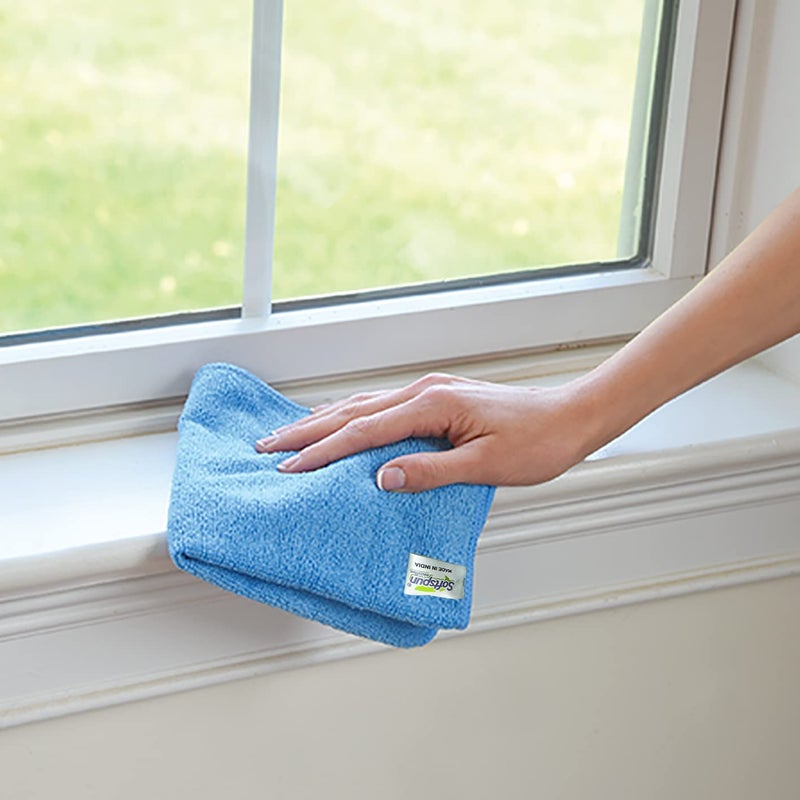 SOFTSPUN Microfiber Cleaning Cloths 3pcs 40x40cms 340GSM Sky Blue Highly Absorbent Lint and Streak Free Multi Purpose Wash Cloth for Kitchen Car Window Stainless Steel Silverware - Image 5