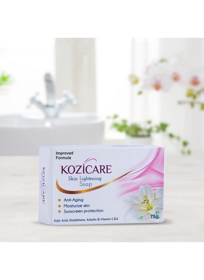 HealthVit - Kozicare Skin Lightening Soap With 0.50% Kojic Acid,0.50% Arbutin, 0.50% Vitamin C, 0.50% Vitamin E, 0.30% Glutathione |Sun Screen Protection |Keeps Your Skin Young And Moisturised - 75G (Pack Of 9) - Image 1