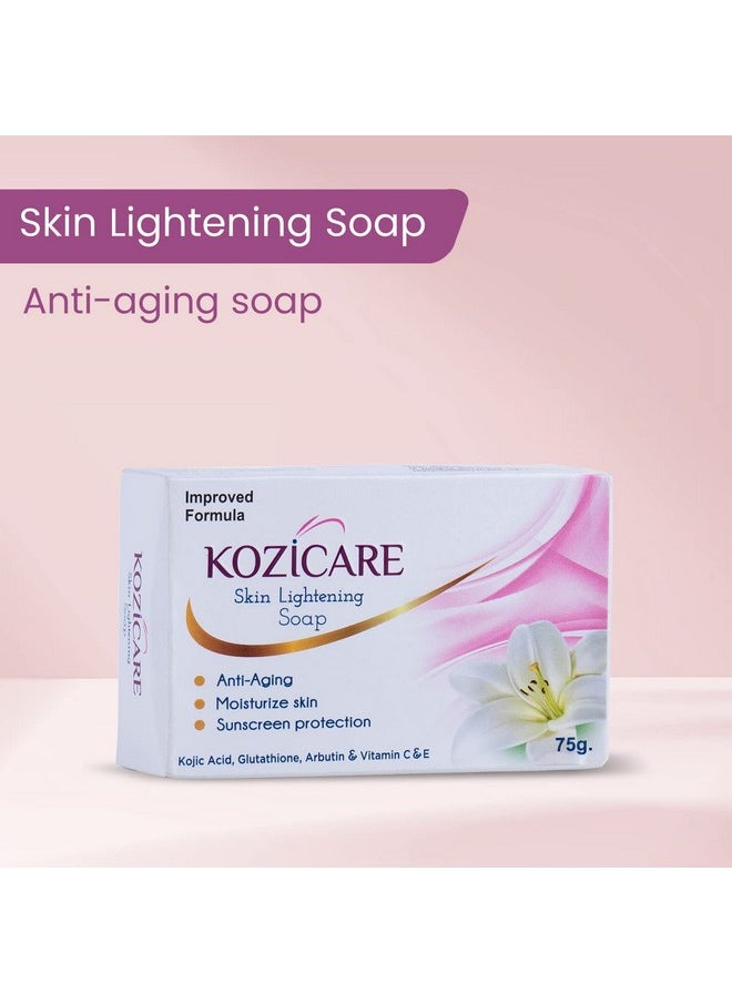 HealthVit - Kozicare Skin Lightening Soap With 0.50% Kojic Acid,0.50% Arbutin, 0.50% Vitamin C, 0.50% Vitamin E, 0.30% Glutathione |Sun Screen Protection |Keeps Your Skin Young And Moisturised - 75G (Pack Of 9) - Image 1