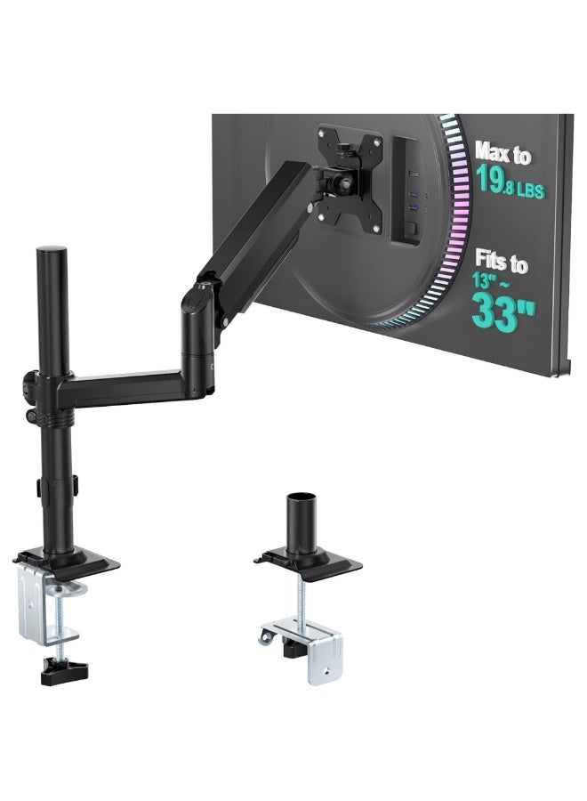 M.A&F's Single Monitor Mount Arm for 32 Inch Screen – Full Motion Gas Spring Desk Mount, Supports 4.4-19.8lbs, VESA 75x75, 100x100, Adjustable Computer Monitor Stand - Image 2
