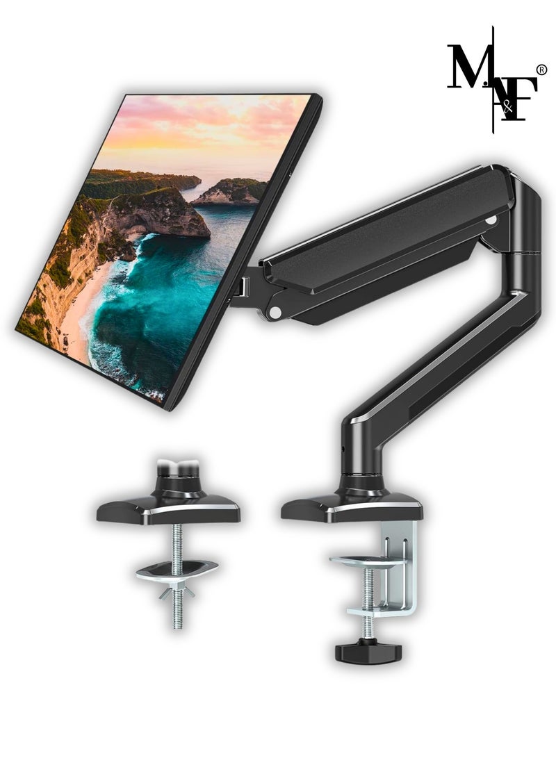 M.A&F's Single Monitor Mount Arm for 32 Inch Screen – Full Motion Gas Spring Desk Mount, Supports 4.4-19.8lbs, VESA 75x75, 100x100, Adjustable Computer Monitor Stand - Image 1