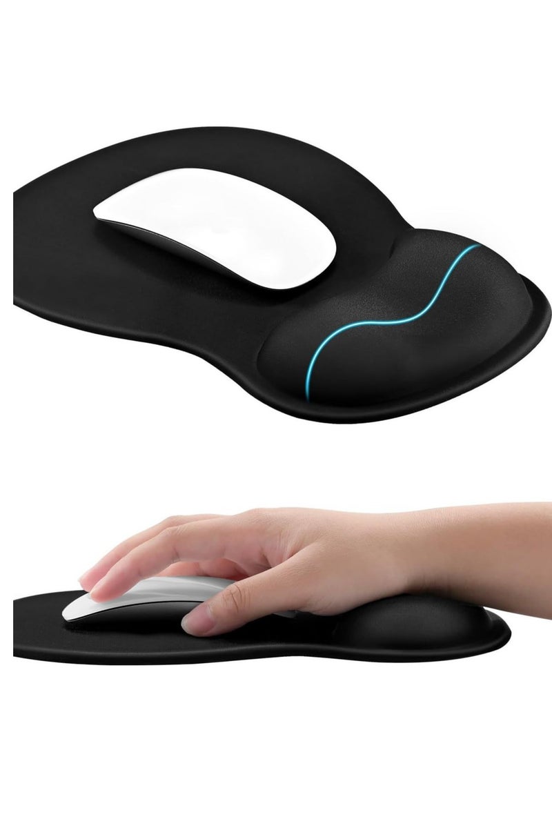 Ergonomic Mouse Pad Wrist Support with Massage Design, Wrist Rest Pain Relief Mousepad with Memory Foam&Non-Slip PU Base, Mouse Pads for Wireless Mouse & Desk (10x8 inch,Black) - Image 2