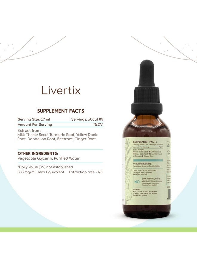 HerbEra مستخلص هيرب إيرا ليفرتكس B60 خالي من الكحول، قطرات سائلة مركزة طبيعية: بذور الشوك الحليب، جذر الكركم، جذر الدوك الأصفر، جذر الهندباء، الشمندر، جذر الزنجبيل. دعم الكبد 2 أونصة سائلة. - Image 4