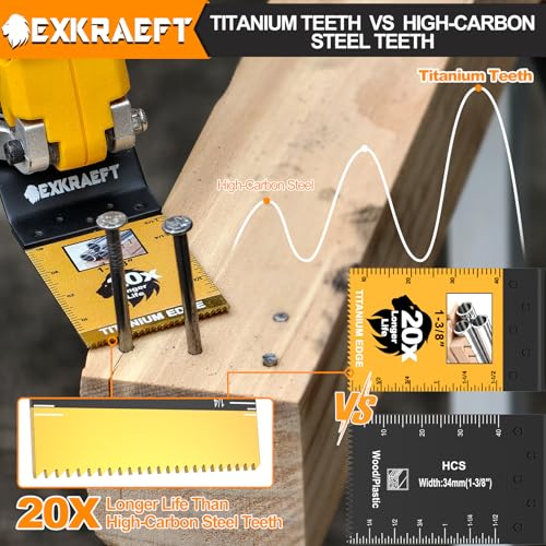 EXKRAEFT 55 PCS Multitool Blades, Professional Universal Titanium Oscillating Tool Blade for Metal Wood Plastic, Japanese Teeth Fast Cutting Oscillating Saw Blades Fit Dewalt Milwaukee Ryobi Rockwell Fein - Image 4