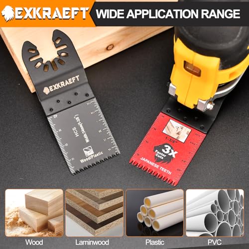 EXKRAEFT 55 PCS Multitool Blades, Professional Universal Titanium Oscillating Tool Blade for Metal Wood Plastic, Japanese Teeth Fast Cutting Oscillating Saw Blades Fit Dewalt Milwaukee Ryobi Rockwell Fein - Image 5