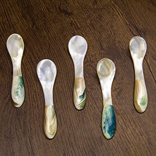 DUEBEL Mother of Pearl Caviar Spoons, 4' Luxury Handmade Spoons for Caviar/Shrimp/Egg/Icecream Serving (5pcs) - Image 3