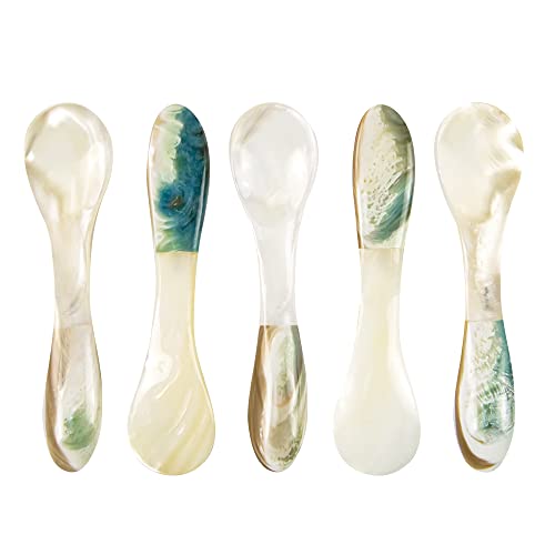 DUEBEL Mother of Pearl Caviar Spoons, 4' Luxury Handmade Spoons for Caviar/Shrimp/Egg/Icecream Serving (5pcs) - Image 1