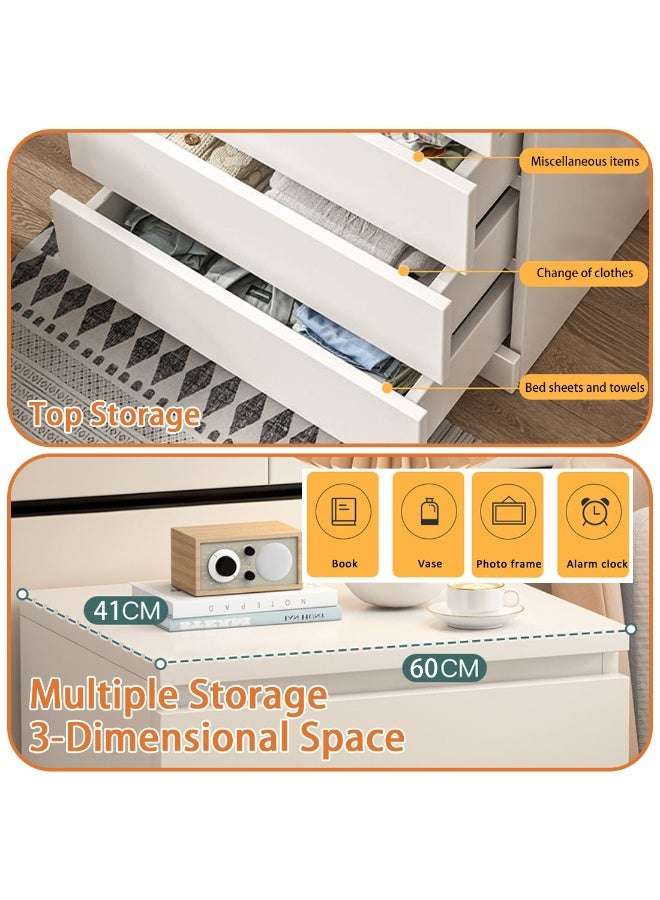 شويوين طاولة بجانب السرير، طاولة بجانب السرير، خزانة بجانب السرير بثلاثة أدراج، خشبية بسيطة وحديثة، طاولة جانبية صغيرة للتخزين، طاولة نهائية، طاولة زاوية صغيرة، خزانة تخزين 40*50*60 - Image 3