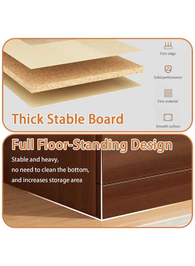 شويوين طاولة بجانب السرير، طاولة بجانب السرير، خزانة بجانب السرير بثلاثة أدراج، خشبية بسيطة وحديثة، طاولة جانبية صغيرة للتخزين، طاولة نهائية، طاولة زاوية صغيرة، خزانة تخزين 40*50*60 - Image 4