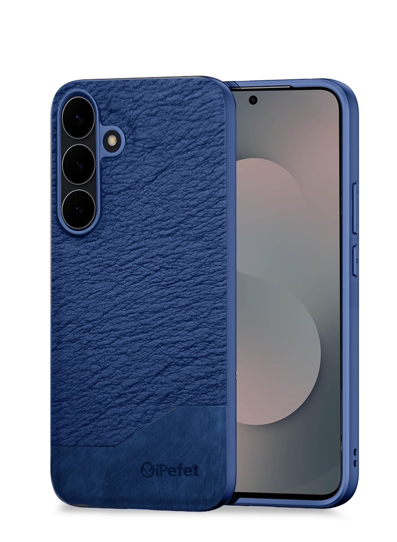 Wtech Samsung Galaxy S25 FE 5G 2025 Premium PU Leather Shockproof Soft Rubber Case Cover (MCFLSN) - Navy Blue - Image 1