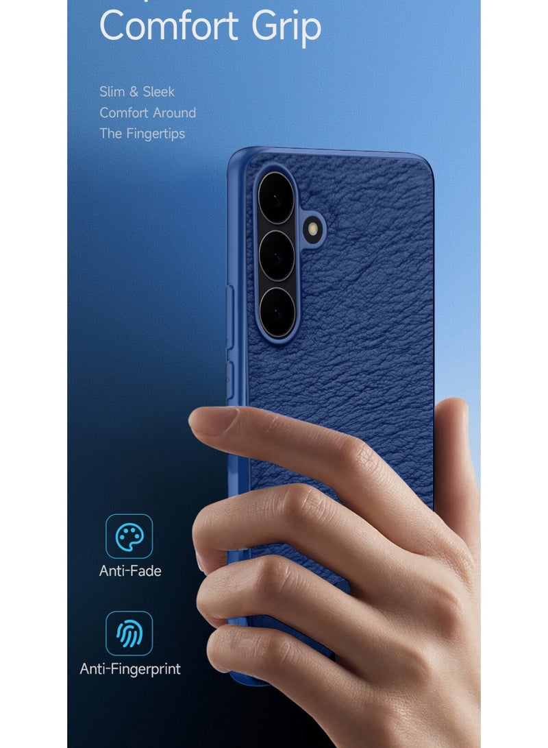 Wtech Samsung Galaxy S25 FE 5G 2025 Premium PU Leather Shockproof Soft Rubber Case Cover (MCFLSN) - Navy Blue - Image 2