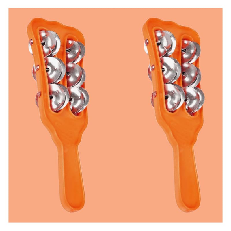 Plastic Majira Three line Music Instrument for kirtan, Bhajan, Mandir aarti (Orange, Pack of 2)