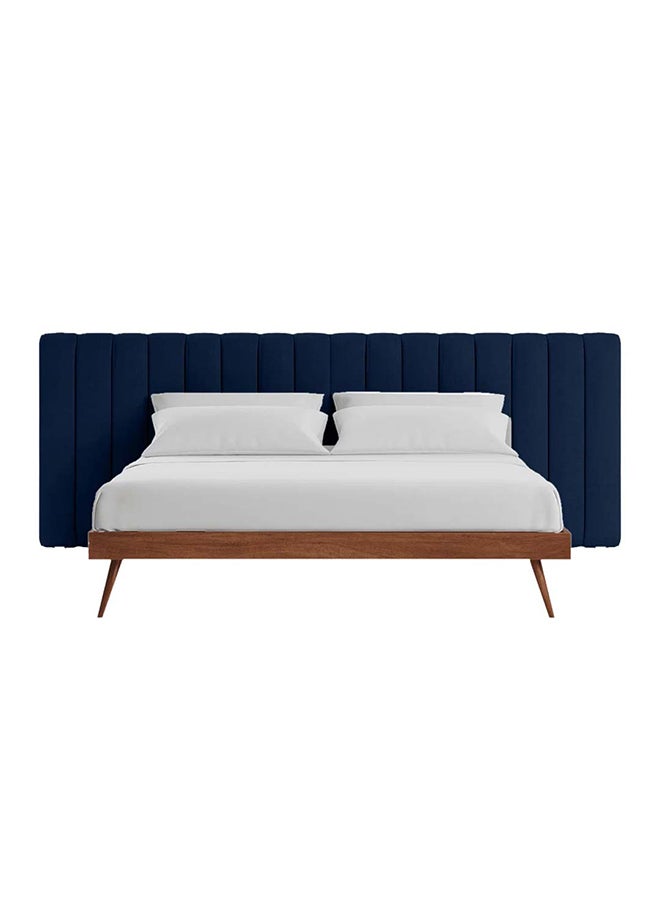 A to Z Furniture سرير Megane Channel Tufted مقاس كوين 160 × 200 سم باللون الأزرق الداكن