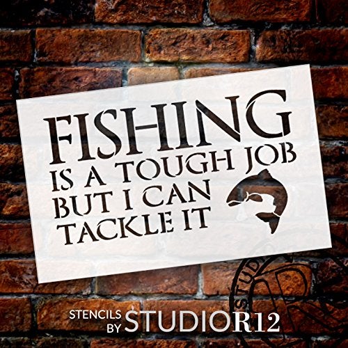 Studio R 12 Fishing - Tough Job - Word Art Stencil - STCL1825 - by StudioR12 ? (11" x 8") - Image 2