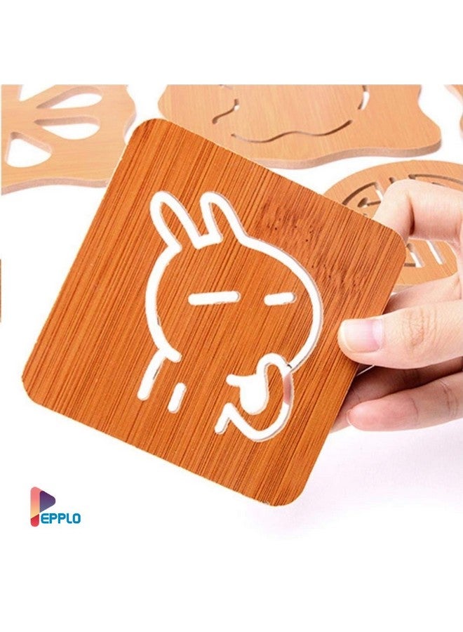 pepplo Wooden Drinks Coasters for Tea Coffee Cup Mug Hollow Coaster Kitchen Insulation Mat Anti-Scald Pot Mat Home Creative Anti-Skid Coaster,Random Pattern (Set of 3, Small) - Image 4