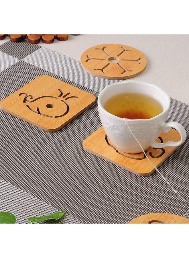 pepplo Wooden Drinks Coasters for Tea Coffee Cup Mug Hollow Coaster Kitchen Insulation Mat Anti-Scald Pot Mat Home Creative Anti-Skid Coaster,Random Pattern (Set of 3, Small) - Image 1