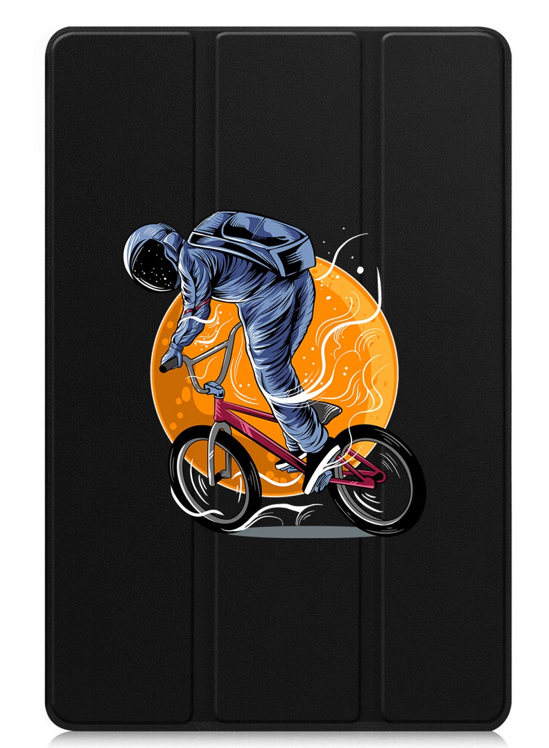 Theodor Protective Flip Case For Apple iPad Pro 13 (2024) With Trifold Stand Auto Wake Sleep Shockproof Cover Astronaut riding Bike - Image 1