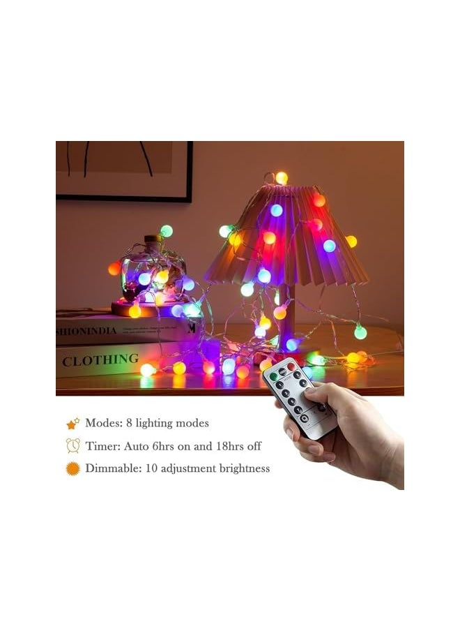 The Bros Globe String Lights, Battery Powered 10M 80 LED Fairy Lights, 8 Modes Waterproof Christmas Lights Outdoor Indoor with Remote for Party Living Room Bedroom Patio Gazebo Camping Garden (Multicolor)  - Image 5