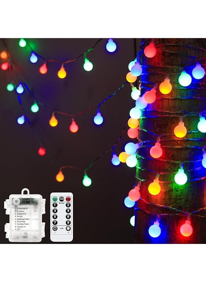 The Bros Globe String Lights, Battery Powered 10M 80 LED Fairy Lights, 8 Modes Waterproof Christmas Lights Outdoor Indoor with Remote for Party Living Room Bedroom Patio Gazebo Camping Garden (Multicolor)  - Image 1