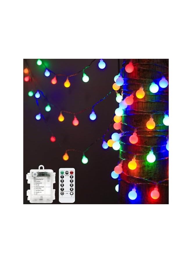 The Bros Globe String Lights, Battery Powered 10M 80 LED Fairy Lights, 8 Modes Waterproof Christmas Lights Outdoor Indoor with Remote for Party Living Room Bedroom Patio Gazebo Camping Garden (Multicolor)  - Image 2