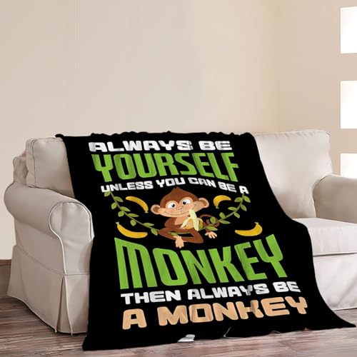 Fuzawet Monkey Blanket Super Soft Cozy Banana Fleece Throw Lightweight Animal Plush Bedding Stuff Gifts for Men Women Kids Girls Boys Bed Decor 40X50 - Image 3