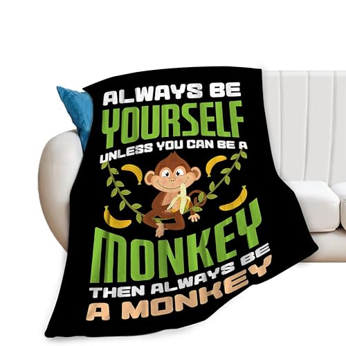 Fuzawet Monkey Blanket Super Soft Cozy Banana Fleece Throw Lightweight Animal Plush Bedding Stuff Gifts for Men Women Kids Girls Boys Bed Decor 40X50 - Image 1