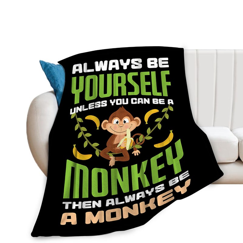 Fuzawet Monkey Blanket Super Soft Cozy Banana Fleece Throw Lightweight Animal Plush Bedding Stuff Gifts for Men Women Kids Girls Boys Bed Decor 40X50 - Image 2