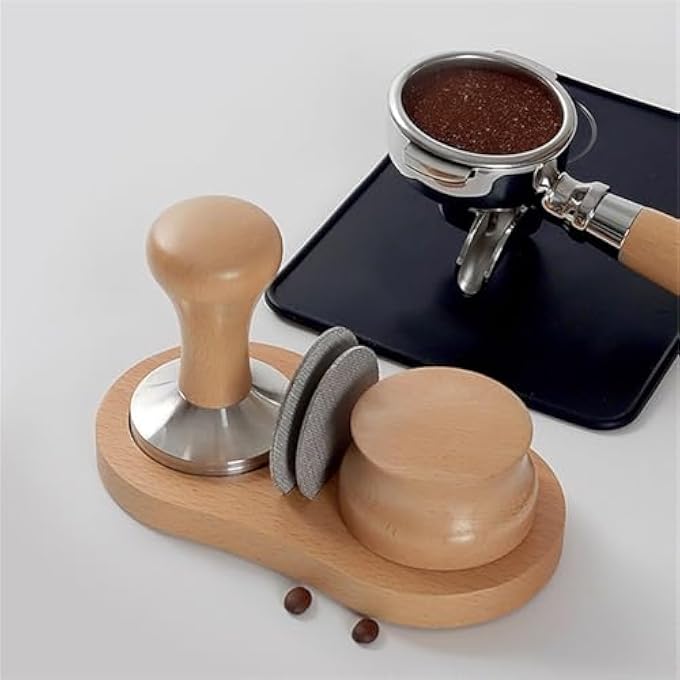 Unity Wooden Coffee Pot Rack Anti Slip Espresso Coffee Pot Rack Distribution Rod Tool Compacting Pad 18102Cm Universal Food Safety Wooden Coffee Pot 8Shaped Beech Wood - Image 3