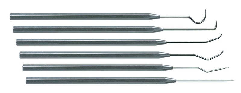 Moody Tools Moody 55-0292 6-Piece Stainless Steel Precision Probe Set, 25mil | Straight, Single Bend, Double Bend Short, Double Bend Long, Triple Bend, and Hook Tips - Image 2