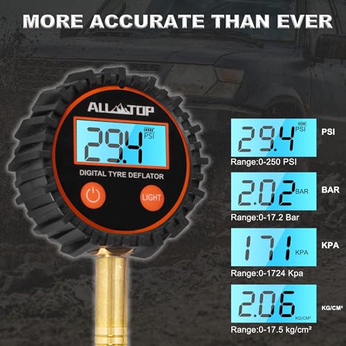 ALL-TOP 4x4 Digital Tire Deflator kit, Professional Tire Pressure Gauge, Air Down Master, Rapid Tire Deflator (250 PSI) - Image 4