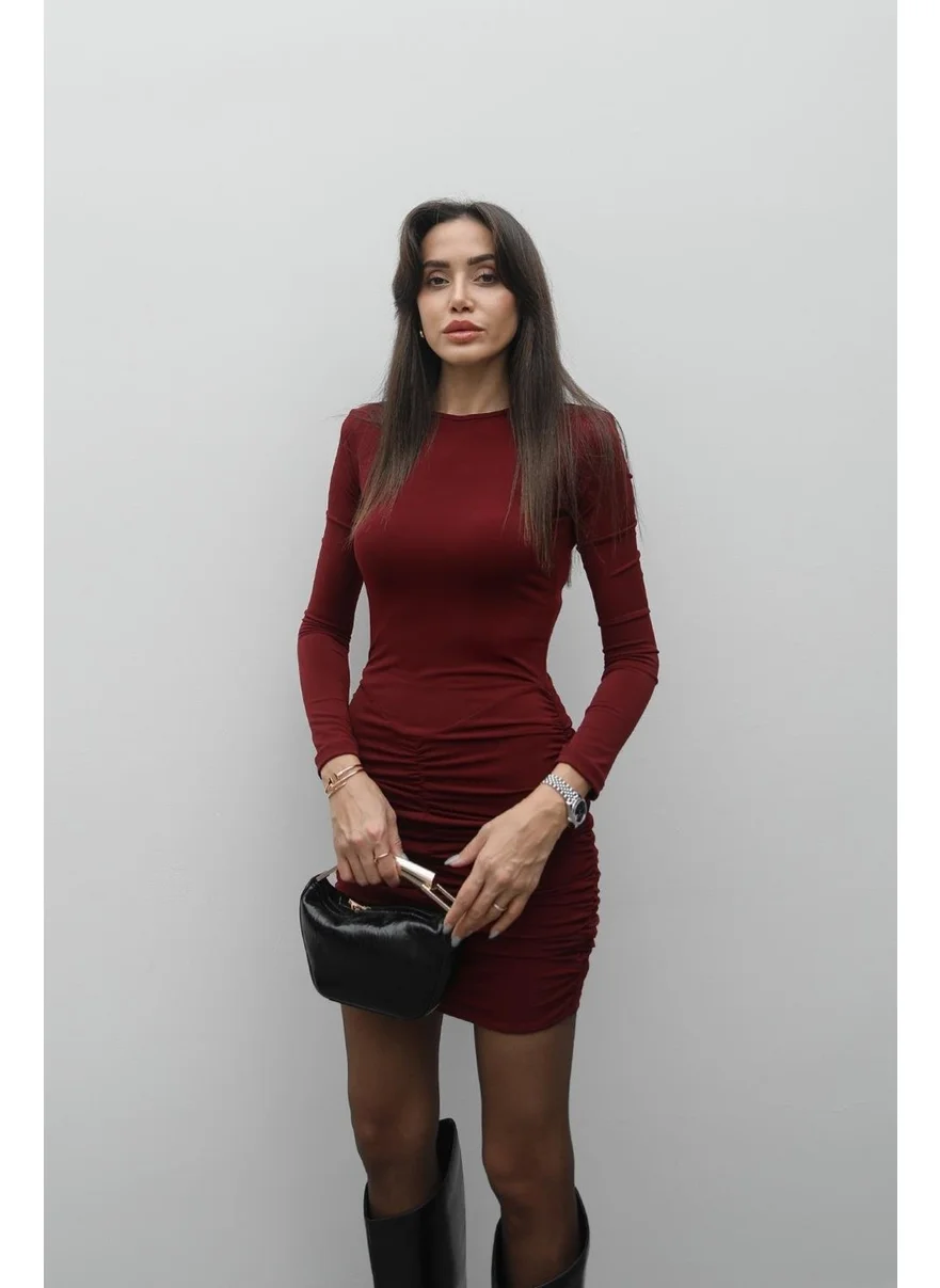 Havoş Claret Red Eliza Draped Padded Dress