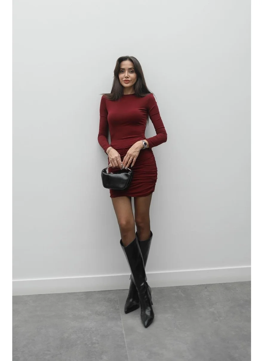 Havoş Claret Red Eliza Draped Padded Dress
