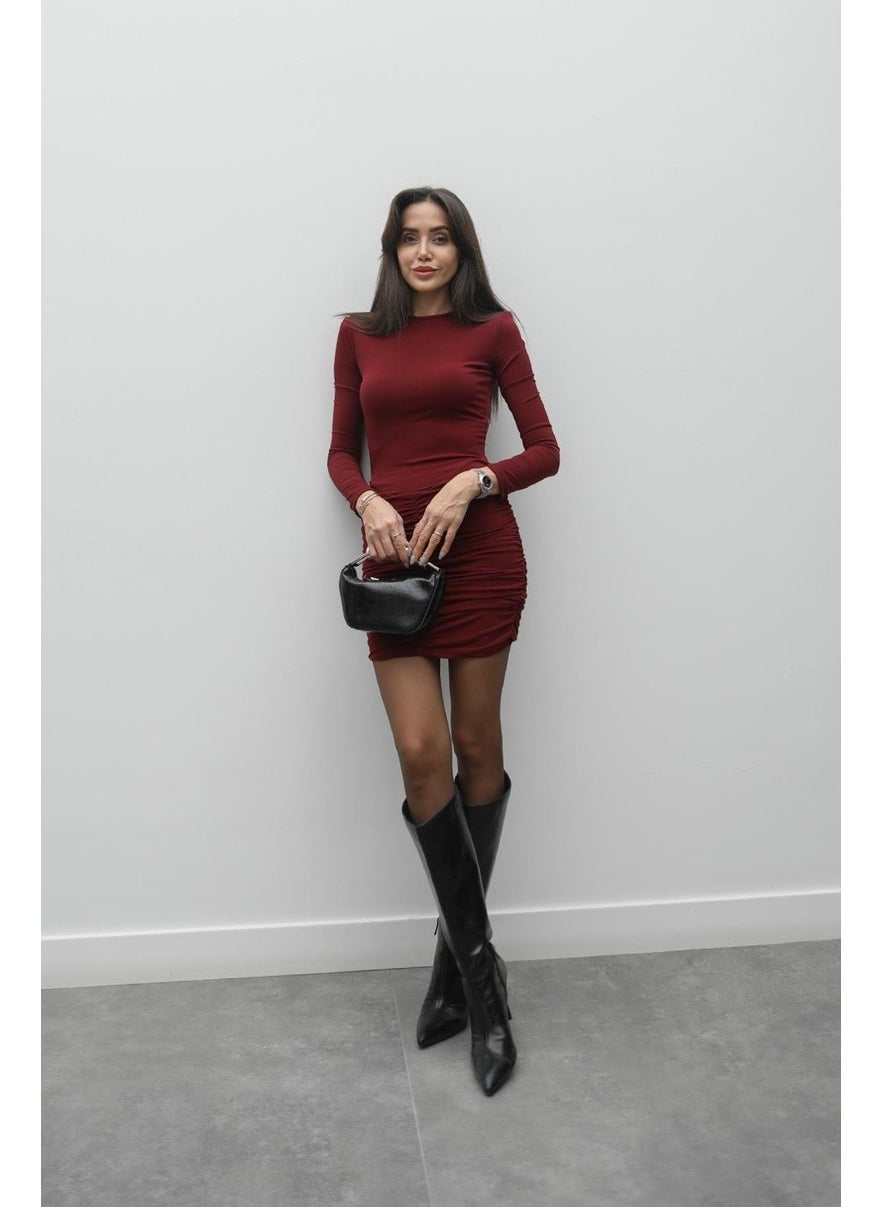 Havoş Claret Red Eliza Draped Padded Dress  - Image 2