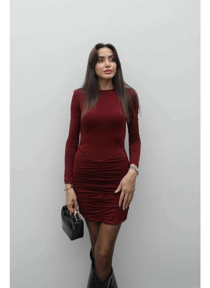 Havoş Claret Red Eliza Draped Padded Dress  - Image 5