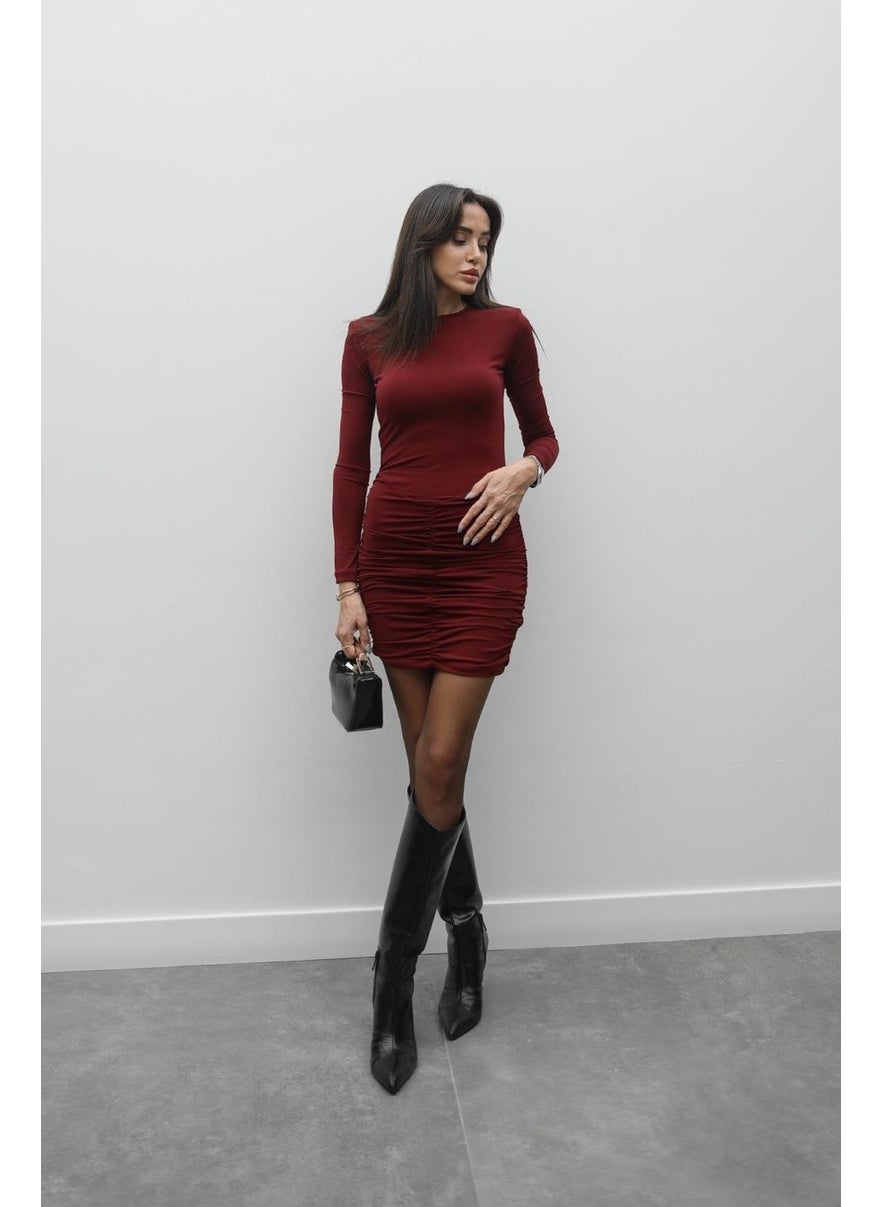 Havoş Claret Red Eliza Draped Padded Dress  - Image 4