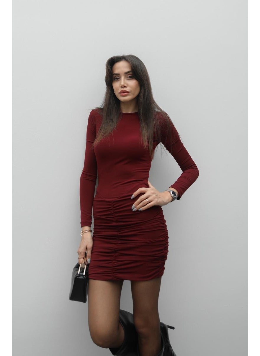 Havoş Claret Red Eliza Draped Padded Dress  - Image 3