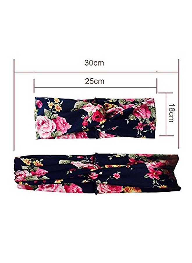 Gugzy Cotton Head Bands Twisted Head Wrap Yoga Hair Accessories for Women and Girls (Blue Big Flower Style 2) - Image 2