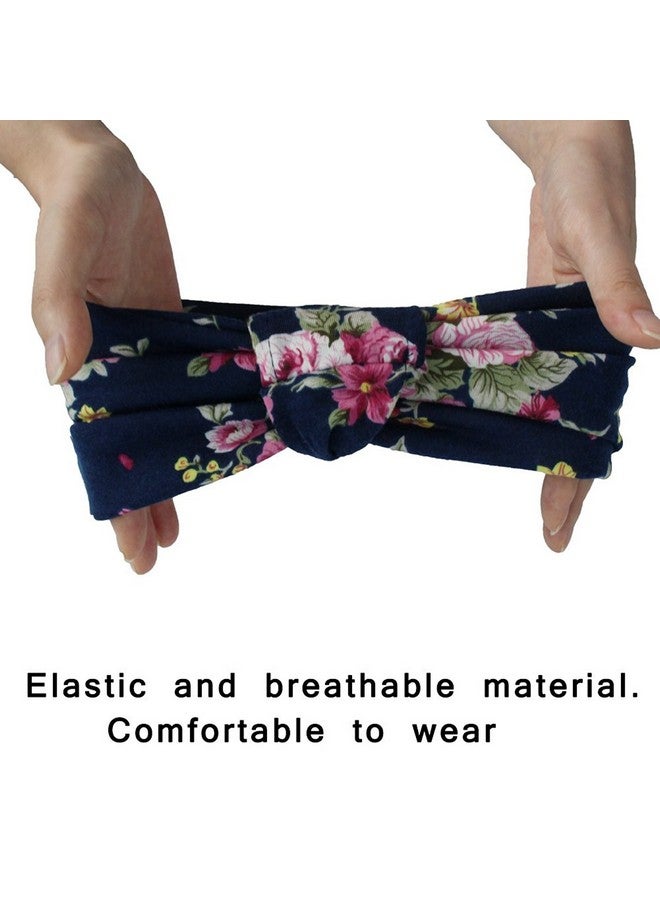 Gugzy Cotton Head Bands Twisted Head Wrap Yoga Hair Accessories for Women and Girls (Blue Big Flower Style 2) - Image 3