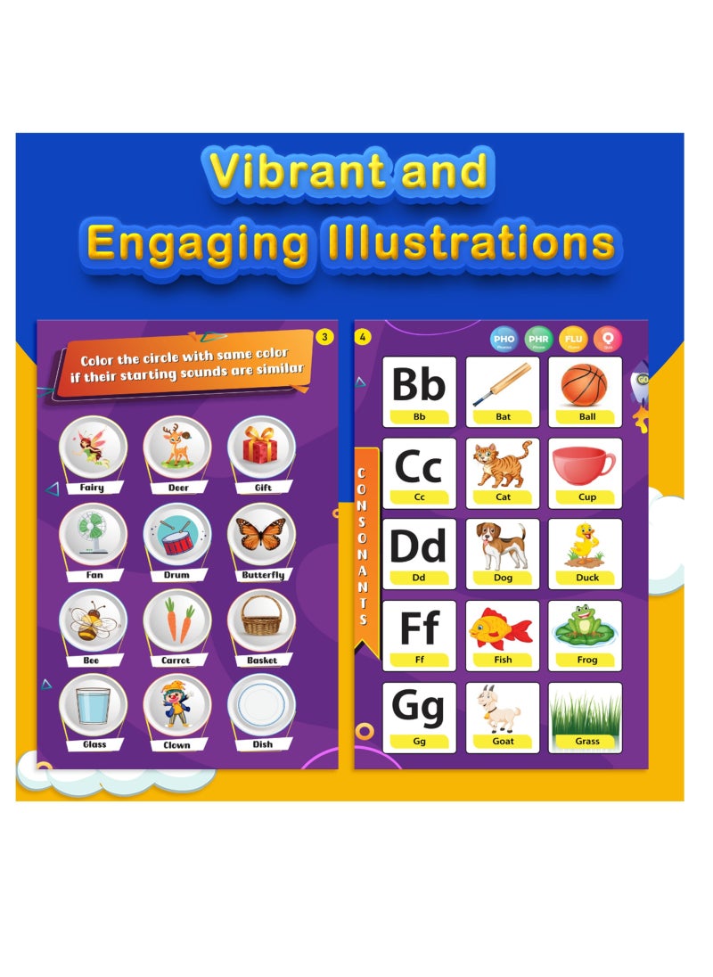 Kiddale - Phonics Sounds Book: Vowels, Consonants, Blends & Syllables | English Learning Toy for 3+ Kids | Musical Songs & Audio Stories - Image 1