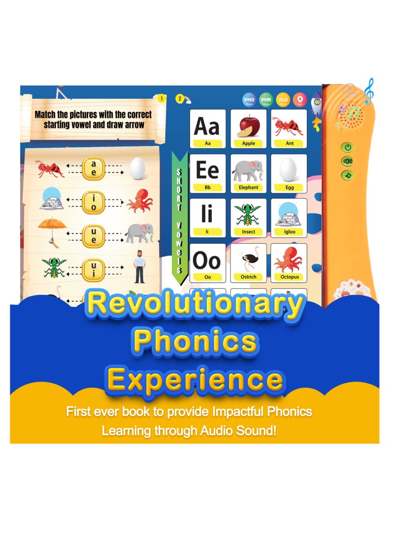 Kiddale - Phonics Sounds Book: Vowels, Consonants, Blends & Syllables | English Learning Toy for 3+ Kids | Musical Songs & Audio Stories - Image 1