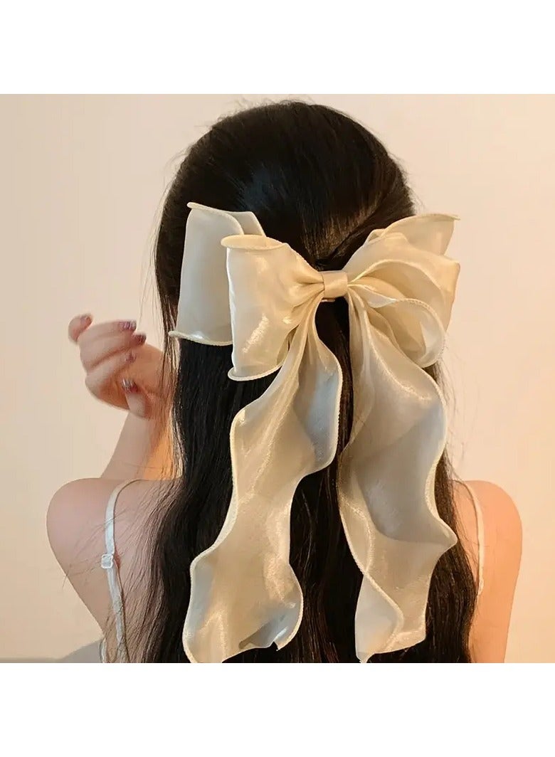 Goolsky أربطة شعر كبيرة للنساء رibbons شعر كبيرة ذات ذيل طويل ملحقات شعر كبيرة دبابيس مشبك عقدة شعر - Image 2