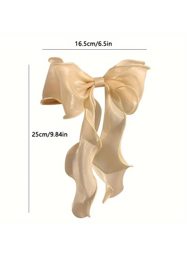 Goolsky أربطة شعر كبيرة للنساء رibbons شعر كبيرة ذات ذيل طويل ملحقات شعر كبيرة دبابيس مشبك عقدة شعر - Image 3