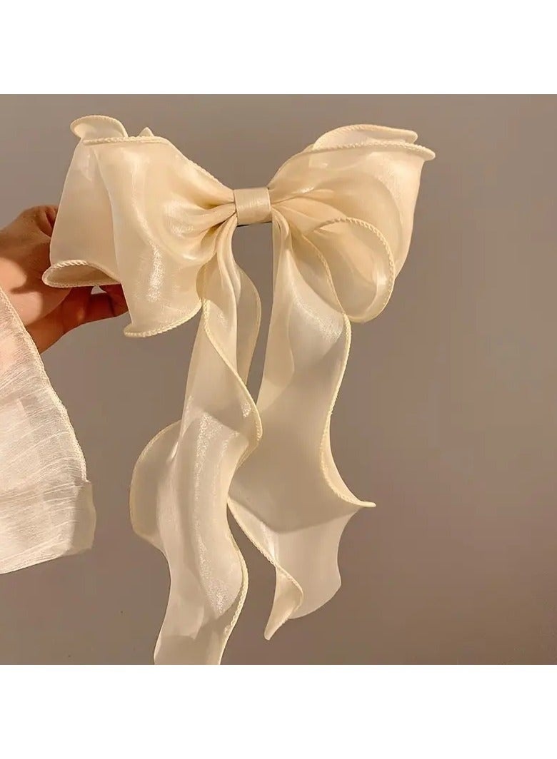 Goolsky أربطة شعر كبيرة للنساء رibbons شعر كبيرة ذات ذيل طويل ملحقات شعر كبيرة دبابيس مشبك عقدة شعر - Image 1