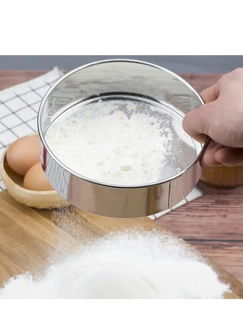 Premium Stainless Steel Flour Sifter Set 4 Piece Round Strainer Set for superior baking results, - Image 3